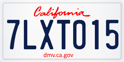 CA license plate 7LXT015