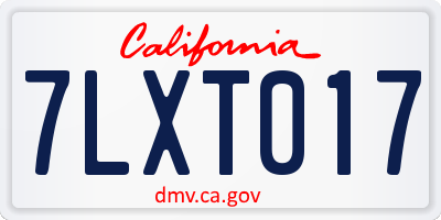 CA license plate 7LXT017