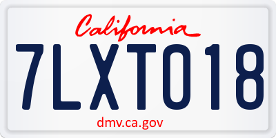 CA license plate 7LXT018