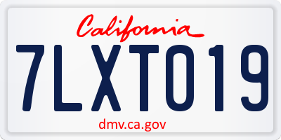 CA license plate 7LXT019