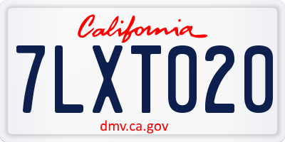 CA license plate 7LXT020
