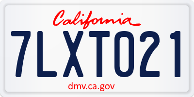 CA license plate 7LXT021
