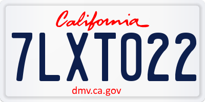 CA license plate 7LXT022