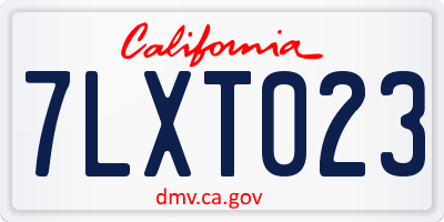 CA license plate 7LXT023