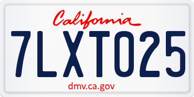 CA license plate 7LXT025