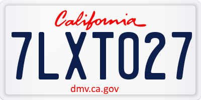 CA license plate 7LXT027