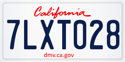 CA license plate 7LXT028