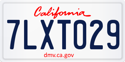CA license plate 7LXT029