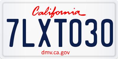CA license plate 7LXT030