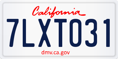CA license plate 7LXT031