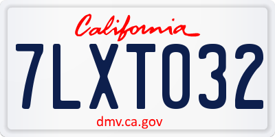 CA license plate 7LXT032