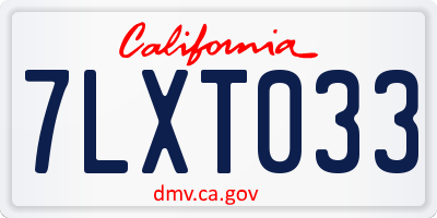 CA license plate 7LXT033