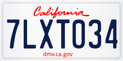 CA license plate 7LXT034
