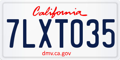 CA license plate 7LXT035