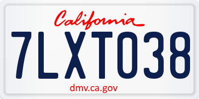 CA license plate 7LXT038