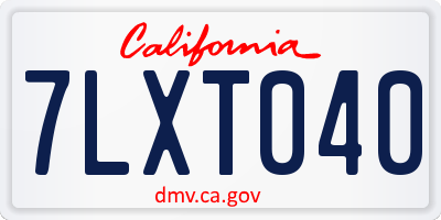 CA license plate 7LXT040
