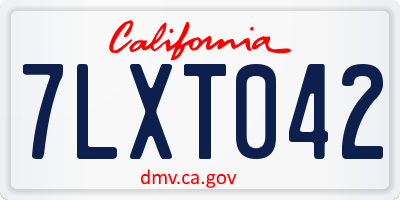 CA license plate 7LXT042