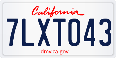 CA license plate 7LXT043