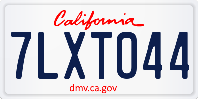 CA license plate 7LXT044