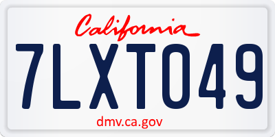 CA license plate 7LXT049