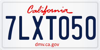 CA license plate 7LXT050