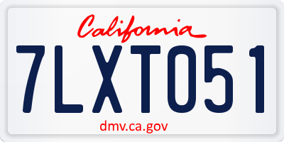 CA license plate 7LXT051