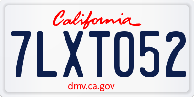 CA license plate 7LXT052