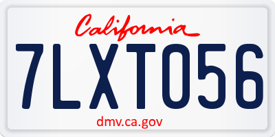 CA license plate 7LXT056