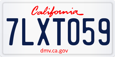 CA license plate 7LXT059