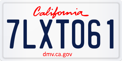 CA license plate 7LXT061