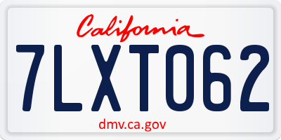 CA license plate 7LXT062