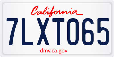 CA license plate 7LXT065