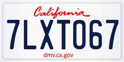 CA license plate 7LXT067