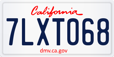 CA license plate 7LXT068