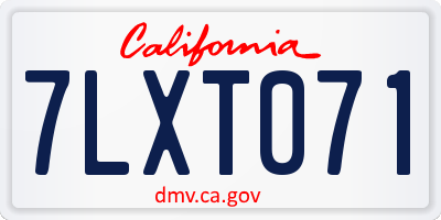 CA license plate 7LXT071