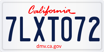CA license plate 7LXT072