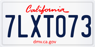 CA license plate 7LXT073