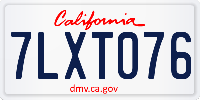 CA license plate 7LXT076