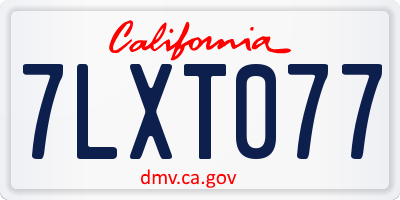 CA license plate 7LXT077