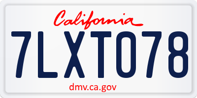 CA license plate 7LXT078