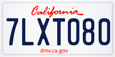 CA license plate 7LXT080
