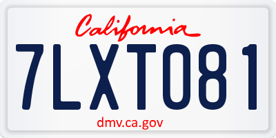 CA license plate 7LXT081