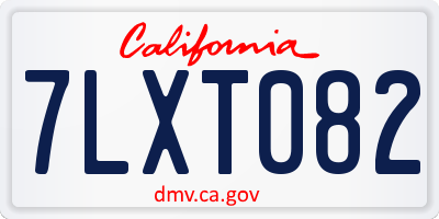 CA license plate 7LXT082