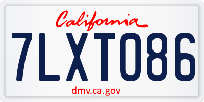CA license plate 7LXT086