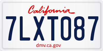 CA license plate 7LXT087