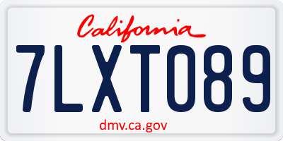 CA license plate 7LXT089