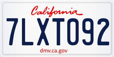 CA license plate 7LXT092