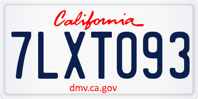 CA license plate 7LXT093