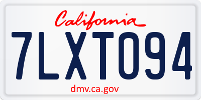 CA license plate 7LXT094