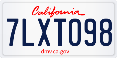 CA license plate 7LXT098